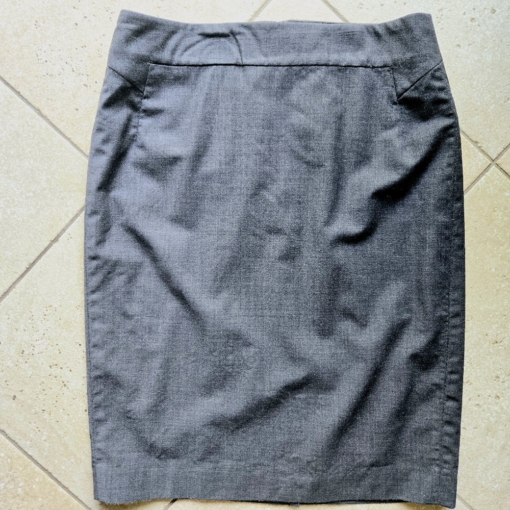 Ann Taylor Charcoal Gray Wool Pencil Skirt